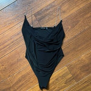 Nasty Gal black body suit with rhinestone straps